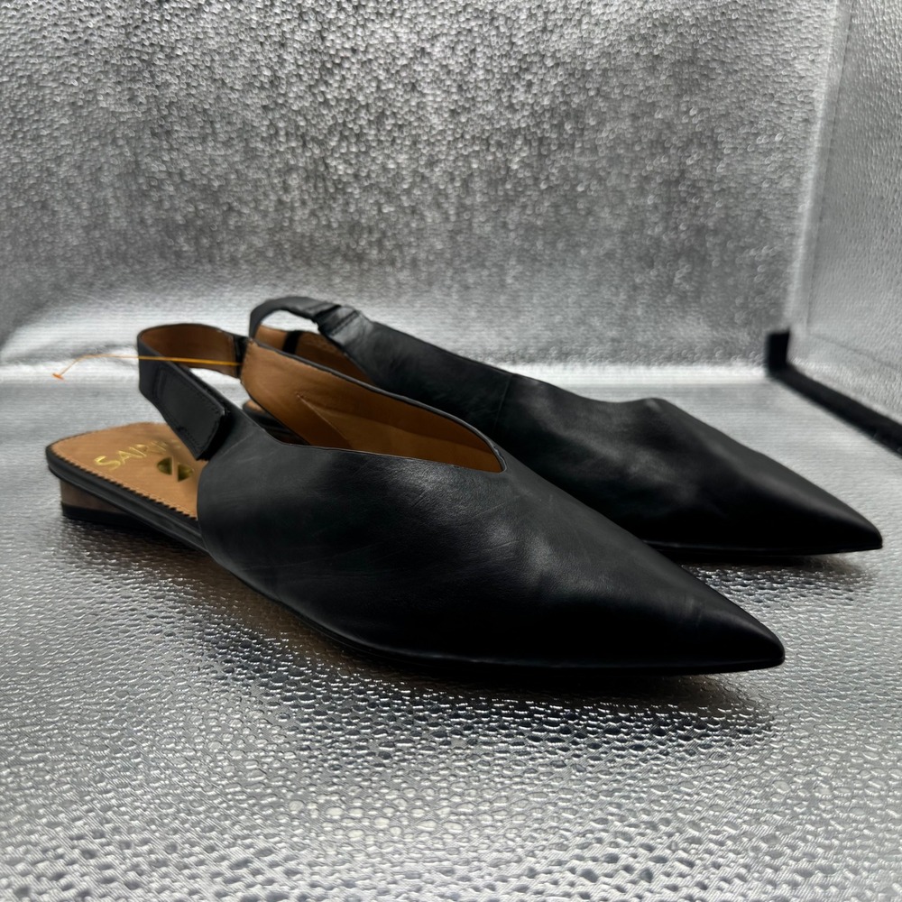 Size 7M Sarto Franco Sarto Slingback Flats Womens Black Excellent Pointed Toe